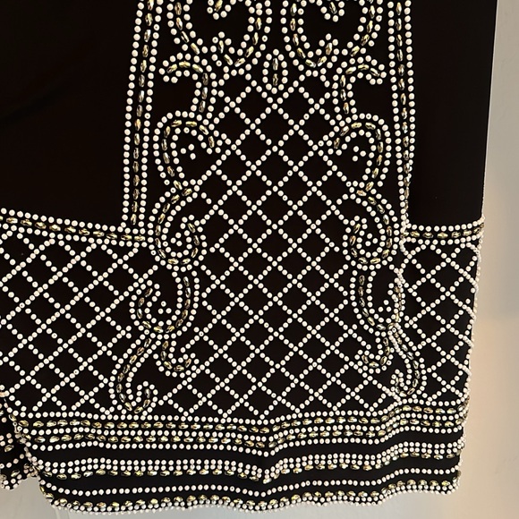 Xscape dress long sleeve size 8 beading white & muted gold Balmain inspo - Picture 5 of 9